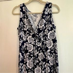St. John’s Bay Navy Blue White Floral Print Dress Size XL